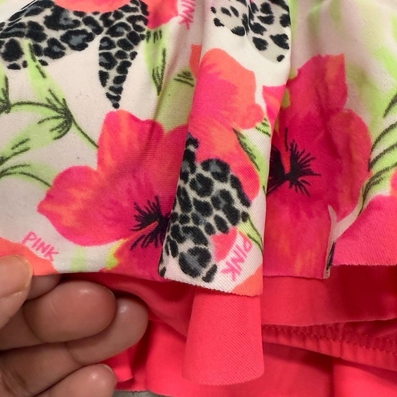 Victorias Secret PINK Hibiscus Leopard Floral Bandeau Strapless Bikini Top Small - Picture 4 of 5